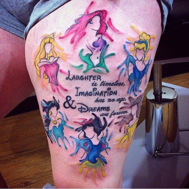 Watercolor Tattoo Princesses Quote Disney Leg Watercolour Your Number