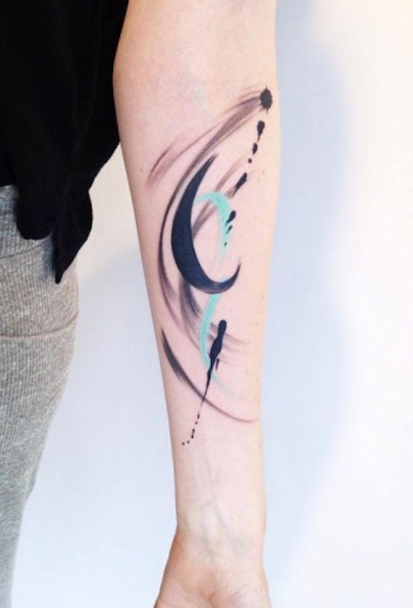 Watercolor tattoo - Left arm color abstract tattoo.jpg (600×884) in