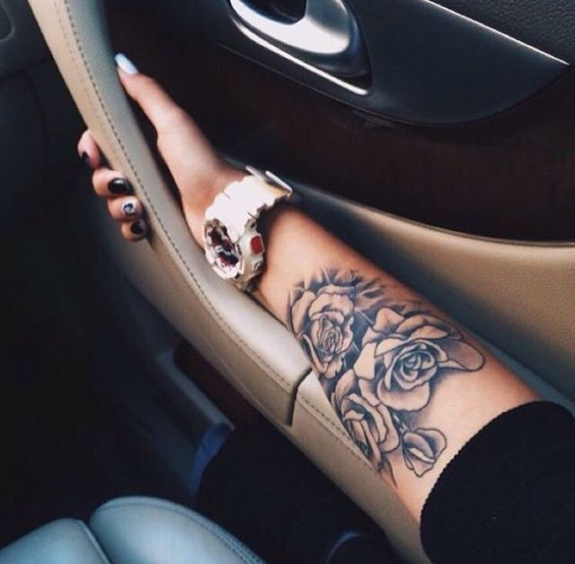 Women Tattoo - Arm tattoo, rose tattoo, rose arm tattoo, girly tattoos