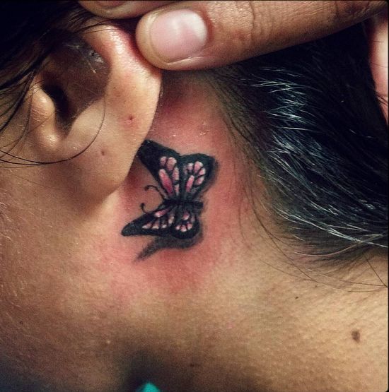 Women Tattoo - amazing butterfly tattoo behind the ear #ink #Youqueen #