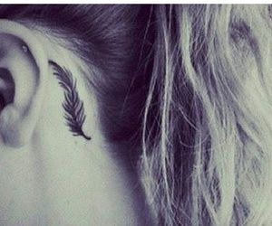 Women Tattoo - Small Feather Behind The Ear Tattoo - Tattooviral.com 