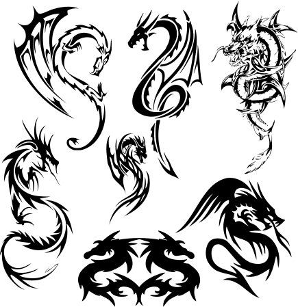 Tattoo Trends Twin Dragon Tribal Designs TattooViralcom.