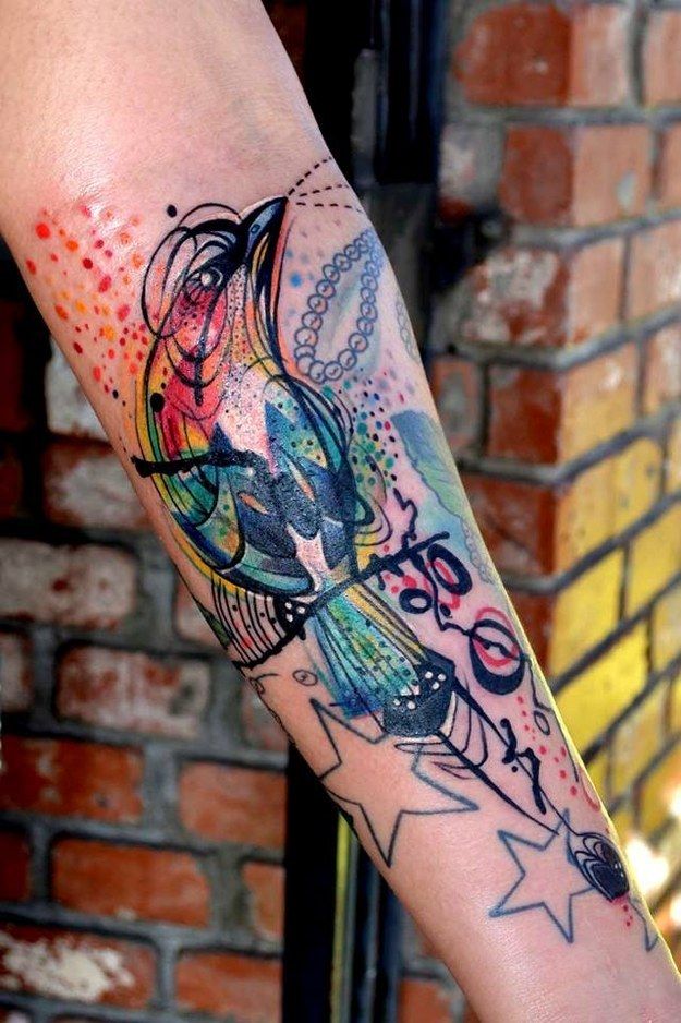 Watercolor tattoo 25 Tatouages aquarelle magnifiques, de vraies