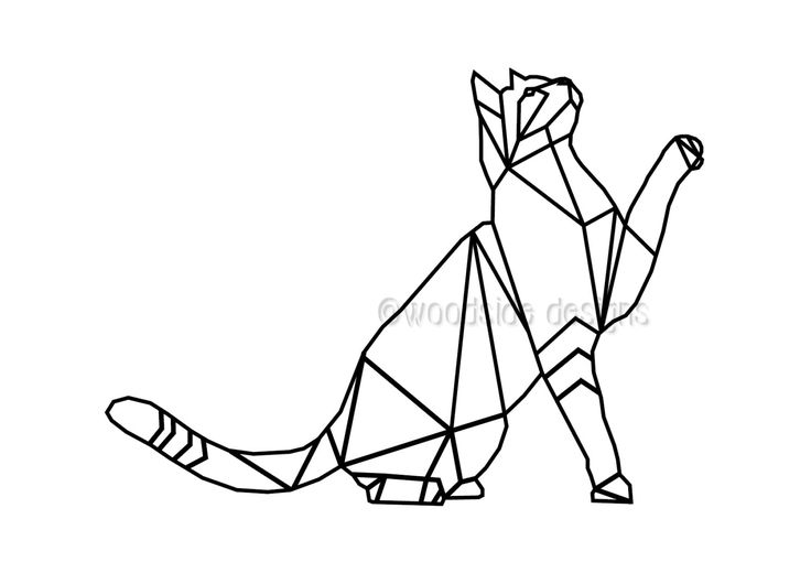  Geometric  Tattoo Geometric  Cat  Print INSTANT DOWNLOAD 