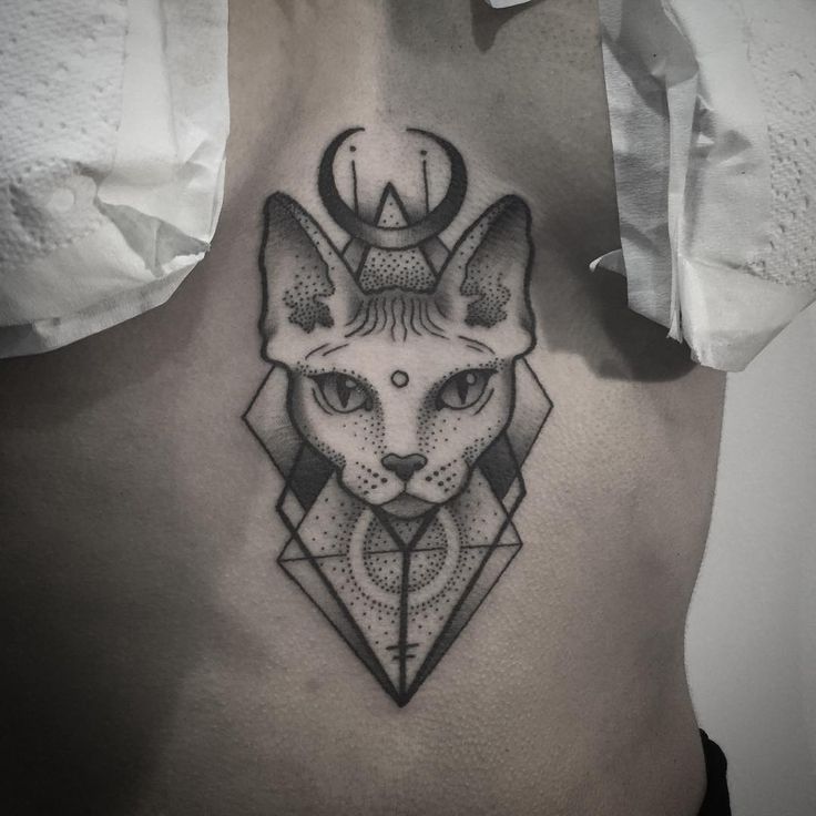 Geometric Tattoo - Sternum from tonight! @valleyink #cat # ...