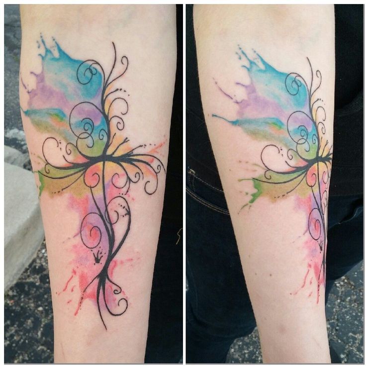 Watercolor tattoo - Image result for watercolor cross tattoos