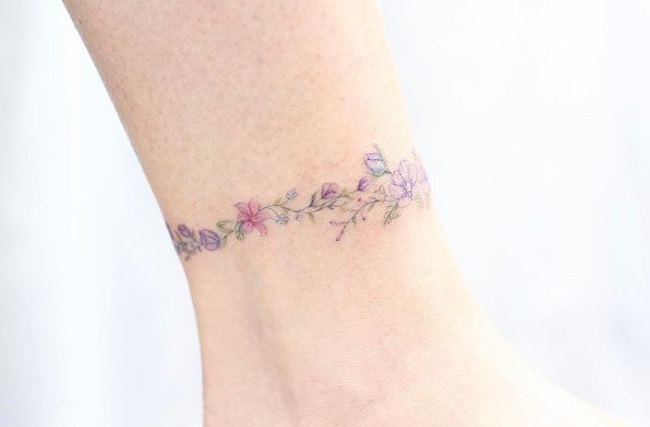 Women Tattoo - Floral anklet by Mini Lau... - TattooViral.com | Your ...