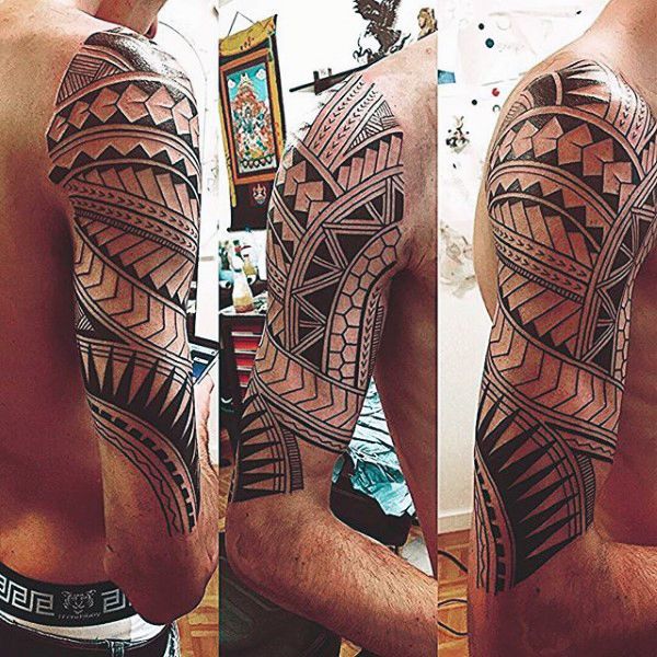 Tattoo Trends Manly Maori Pattern Tribal Mens Half Sleeve Tattoo