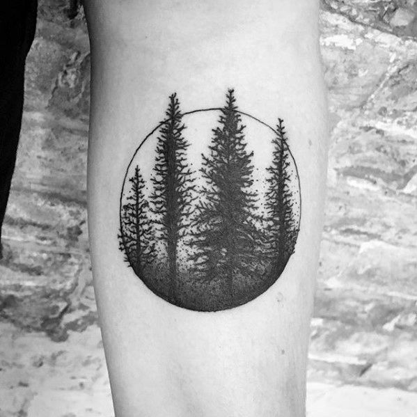 Tattoo Trends - Circle With Tree Forest Mens Simple Inner Forearm ...