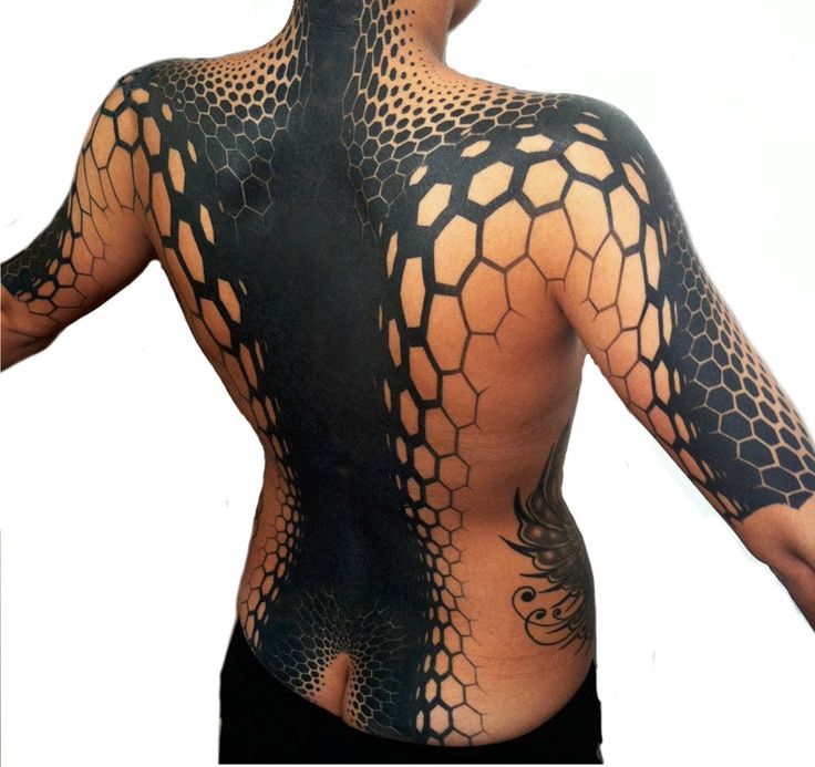 Tattoo Trends - Cyberpunk Tattoo, Honeycomb meets snake 