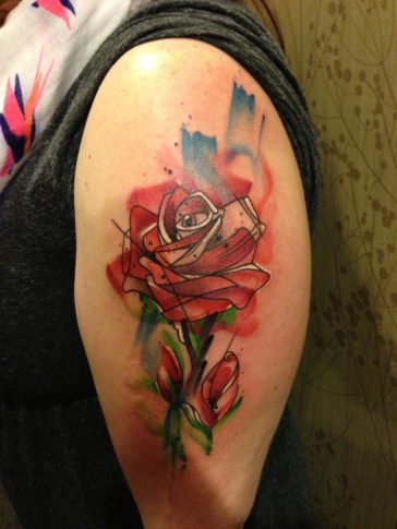 Watercolor tattoo - abstract rose by Justin Nordine... - TattooViral