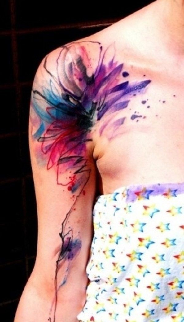  Watercolor  tattoo  Watercolor  Tattoo  on Shoulder  and Arm 