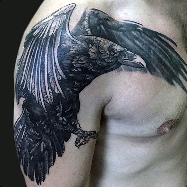 Tattoo Trends - 100 Raven Tattoo Designs For Men - Scavenge Sooty Bird ...