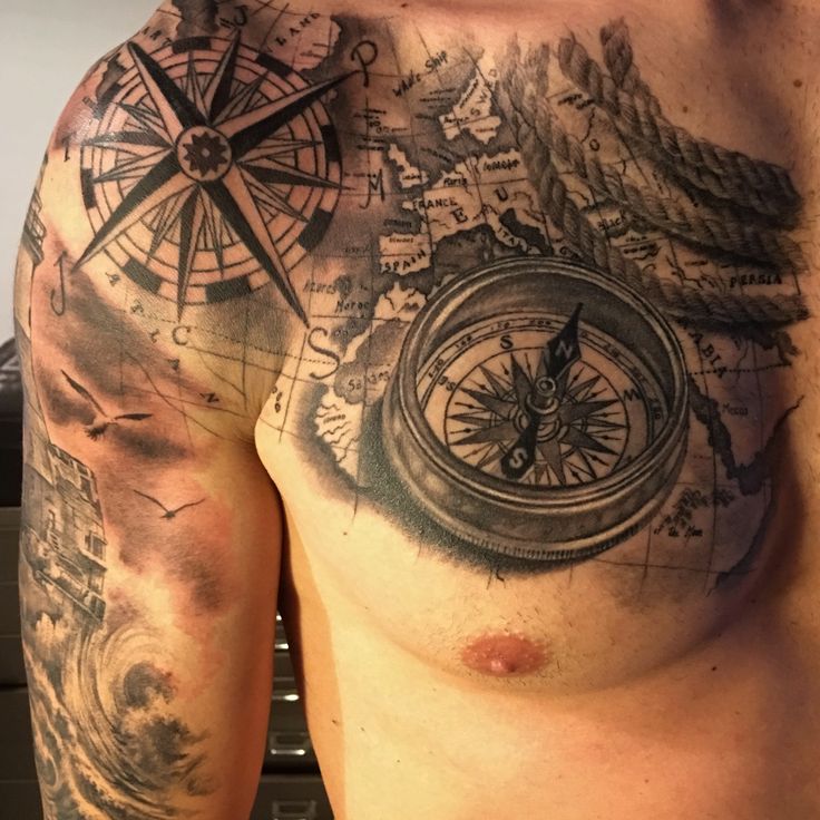 Tattoo Trends - Compass Map Tattoo by Fabrizio Converso ...