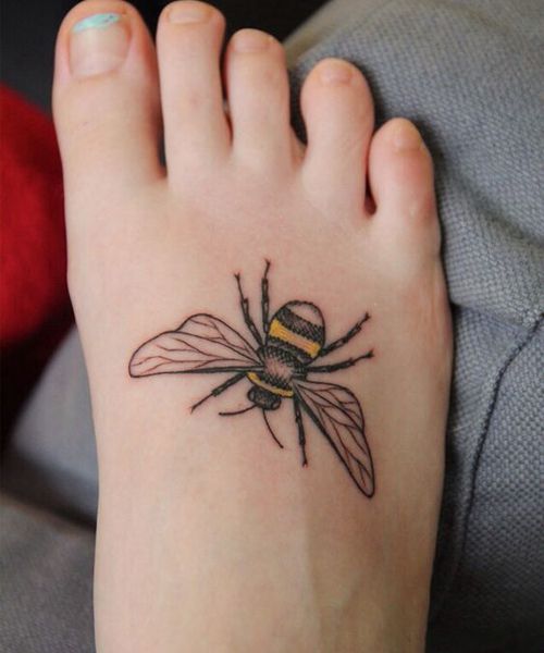 Download Tattoo Trends - Cute Bumble Bee Tattoo Design on Foot ...