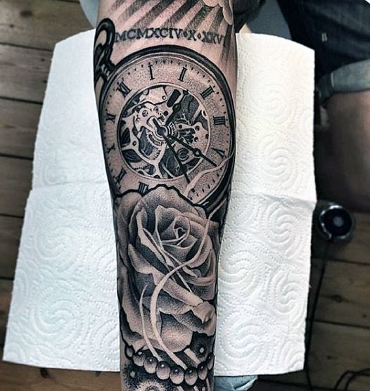 Tattoo Trends - Pocket Watch Tattoo With Roses And Pearl Strings Tattoo ...