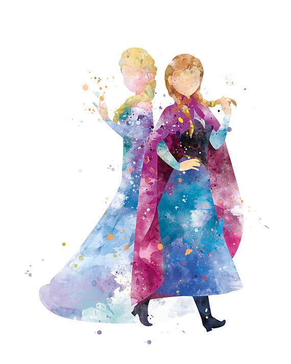 Download Disney Tattoo - Anna Elsa Print Watercolor Princess Disney Anna Queen Elsa... - TattooViral.com ...