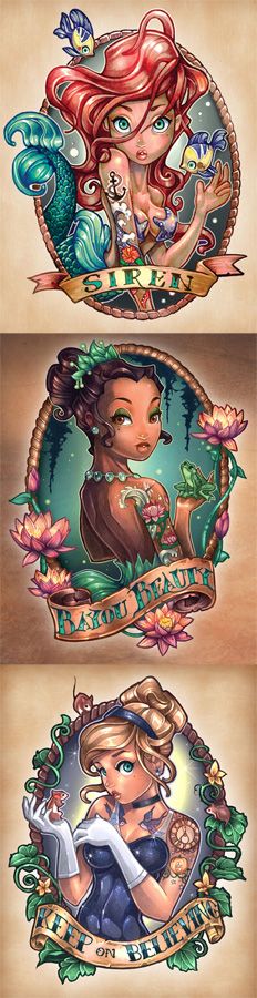 Disney Tattoo Disney Princesses As Pin Ups By Tim Shumate Your Number 8487