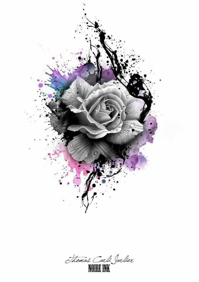 Disney Tattoo - graue rose und bunte farben rosen tattoo ...