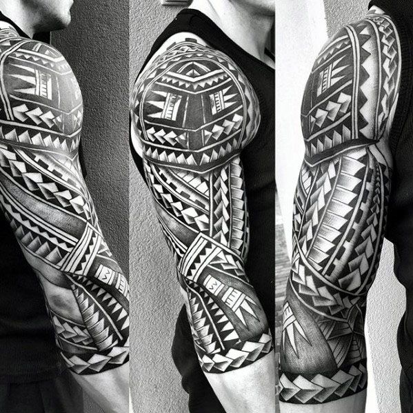 Tattoo Trends Man With Half Sleeve Tattoo With Polynesian