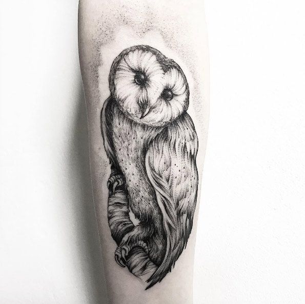 Animal Tattoo Designs - Dotwork barn owl tattoo by Parvick ...