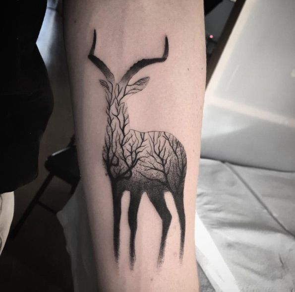 Animal Tattoo Designs - Double exposure stag tattoo by Ash Timlin ...