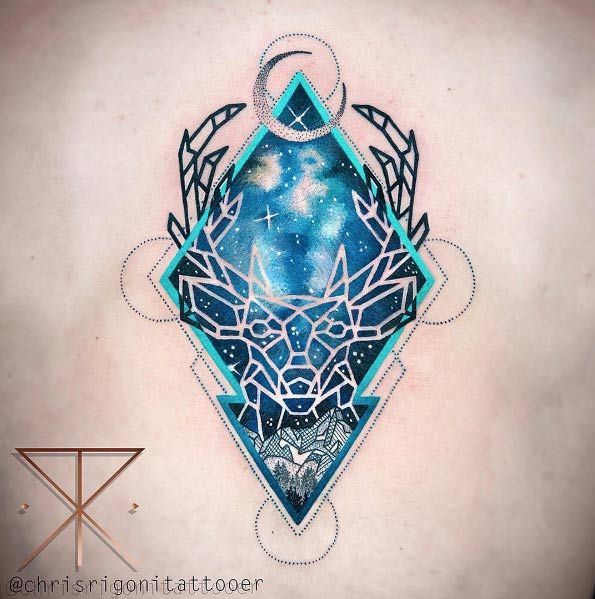 Animal Tattoo Designs - Geometric stag tattoo by Chris Rigoni