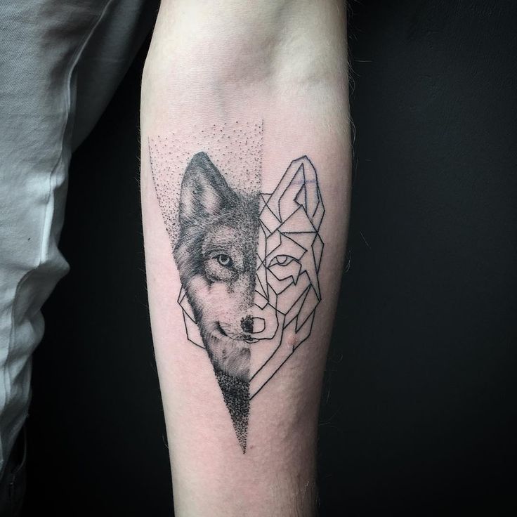 Animal Tattoo Designs - Geometric wolf on forearm ...