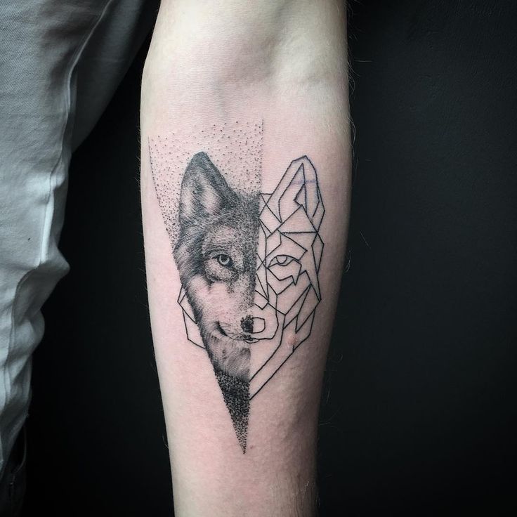 Animal Tattoo Designs - Geometric wolf on forearm... - TattooViral.com