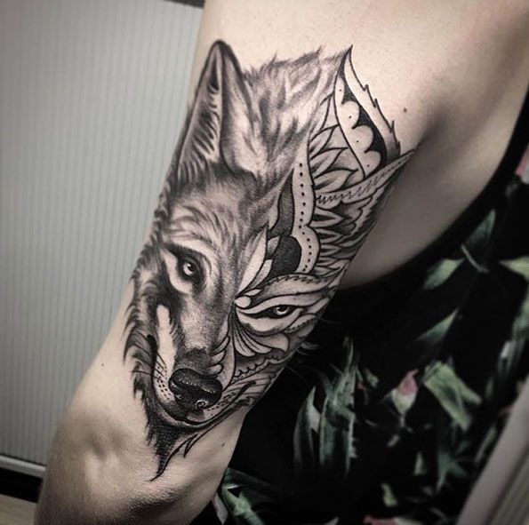 Animal Tattoo Designs - Half mandala wolf by toke2k... - TattooViral ...