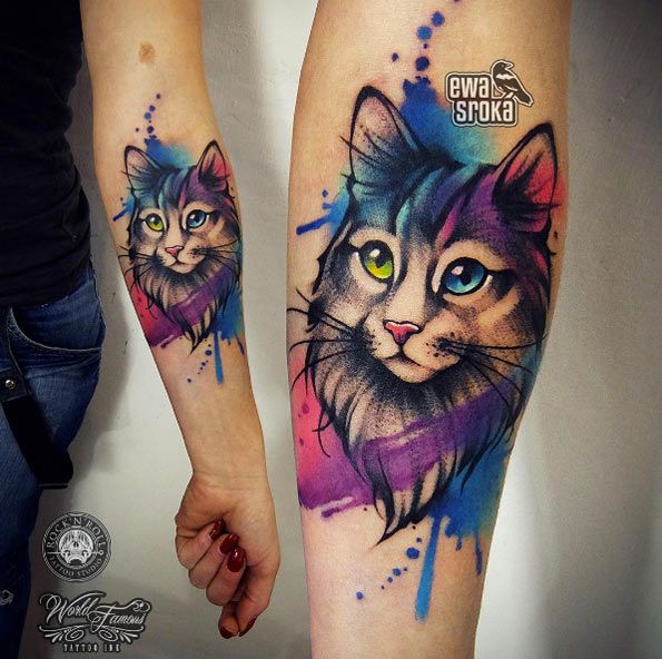 Animal Tattoo Designs - Watercolor cat by Ewa Sroka... - TattooViral ...