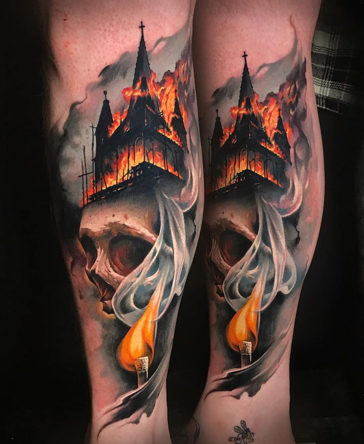 Body - Tattoo's - Another different take on the burning church skull t...