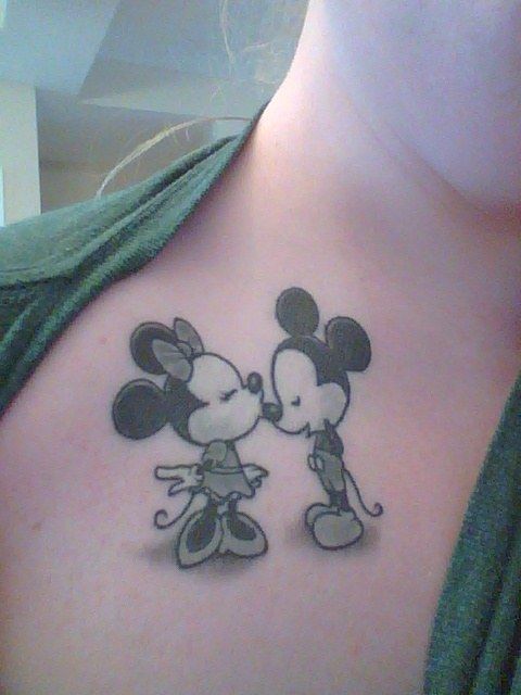 Disney Tattoos Mickey And Minnie Sharing A Kiss 41 Disney Tattoos Thatll Make You Want 4761