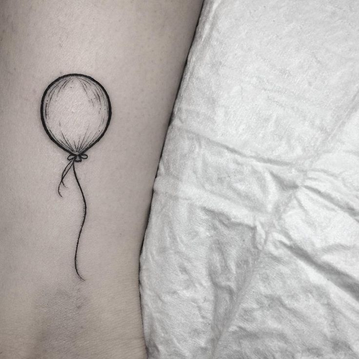 Little girl silhouette balloons tattoo | Little tattoo for 
