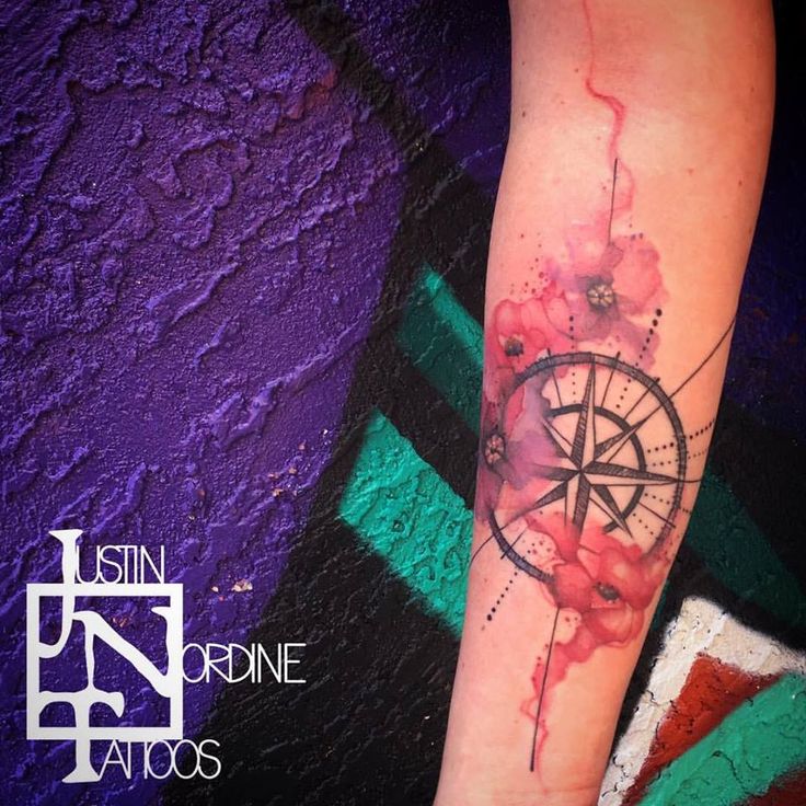 Body - Tattoo's - My compass rose and water color poppy tattoo- thanks pinterest for all the ...