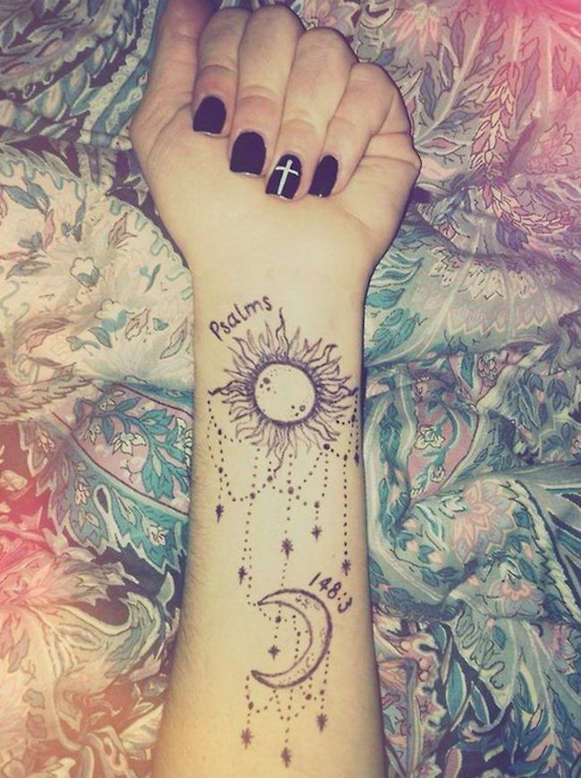 Simple Sun And Moon Tattoo Design