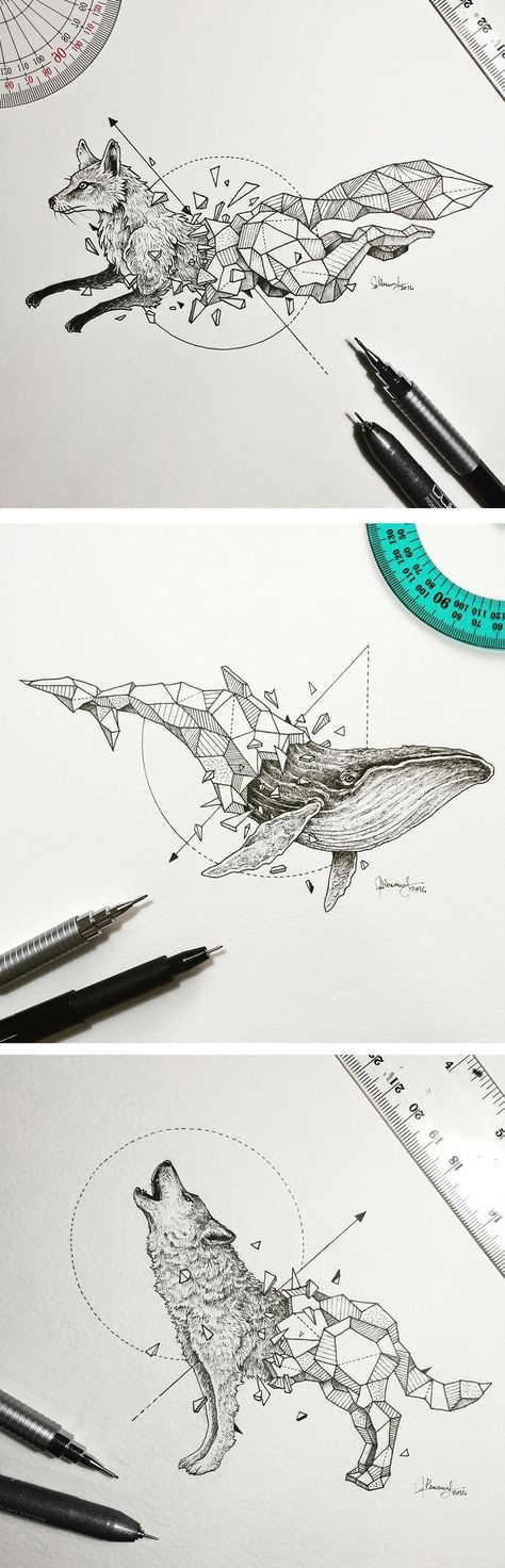 geometric pen drawings