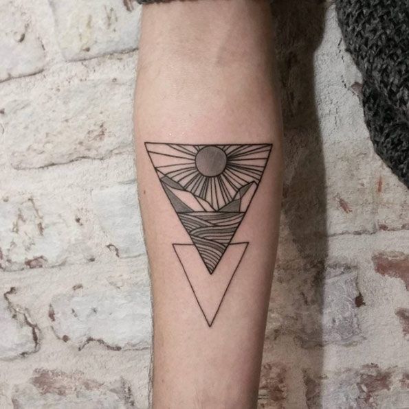 Body - Tattoo's - Geometric Landscape Glyph Tattoo by Friedrich Heyden ...