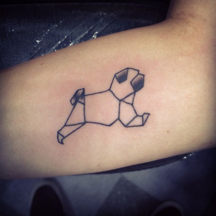 Geometric Tattoo Geometric pug tattoo on inner forearm Dog tattoo