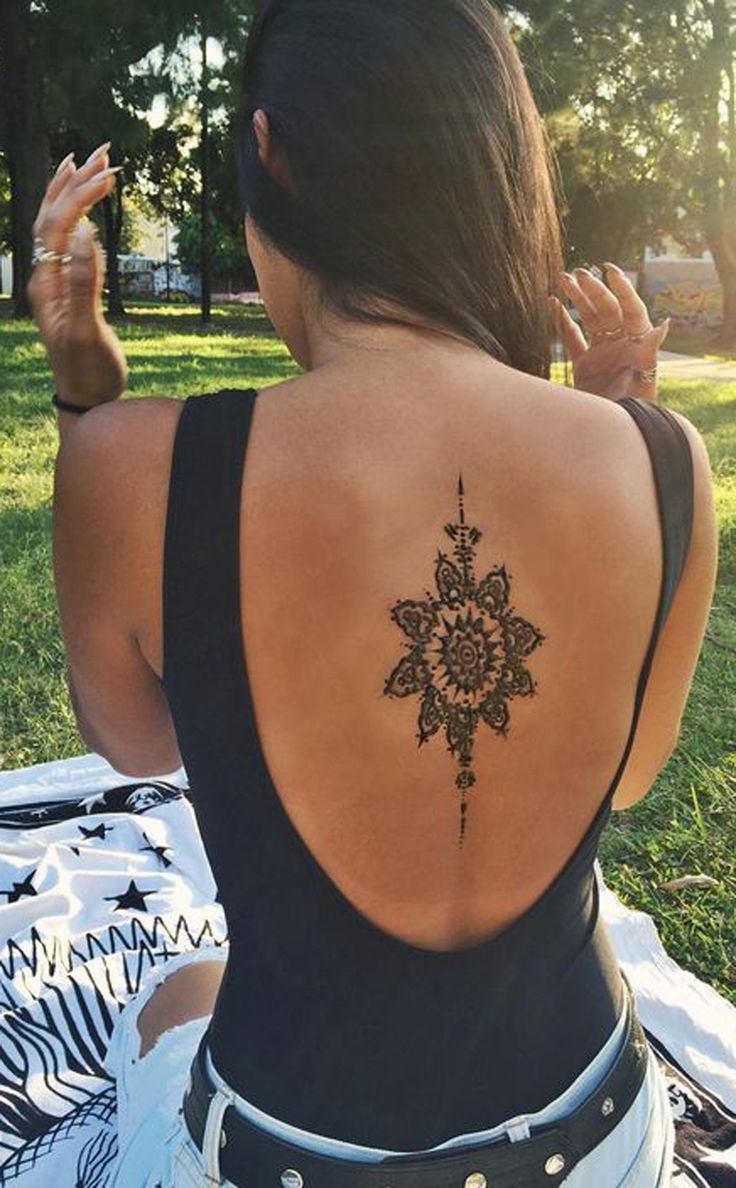 Geometric Tattoo - Mandala Back Tattoo Ideas for Women - Meaningful
