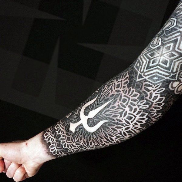 Geometric Tattoo - Geometric Pattern Blackwork Mens Full Sleeve Tattoo