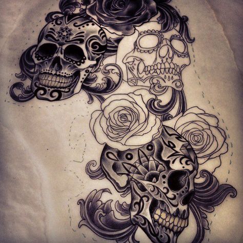 Tattoo Trends - Sugar skulls tattoo design for my thigh! - TattooViral ...