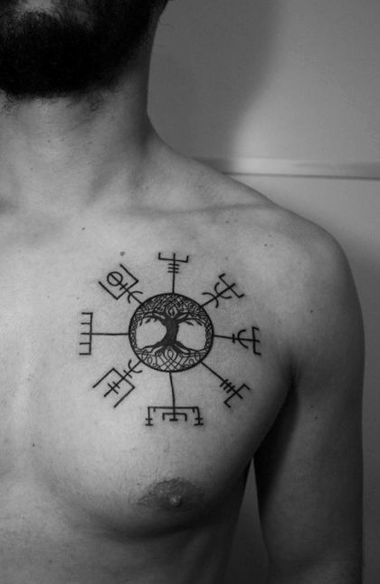 viking compass tree of life tattoo