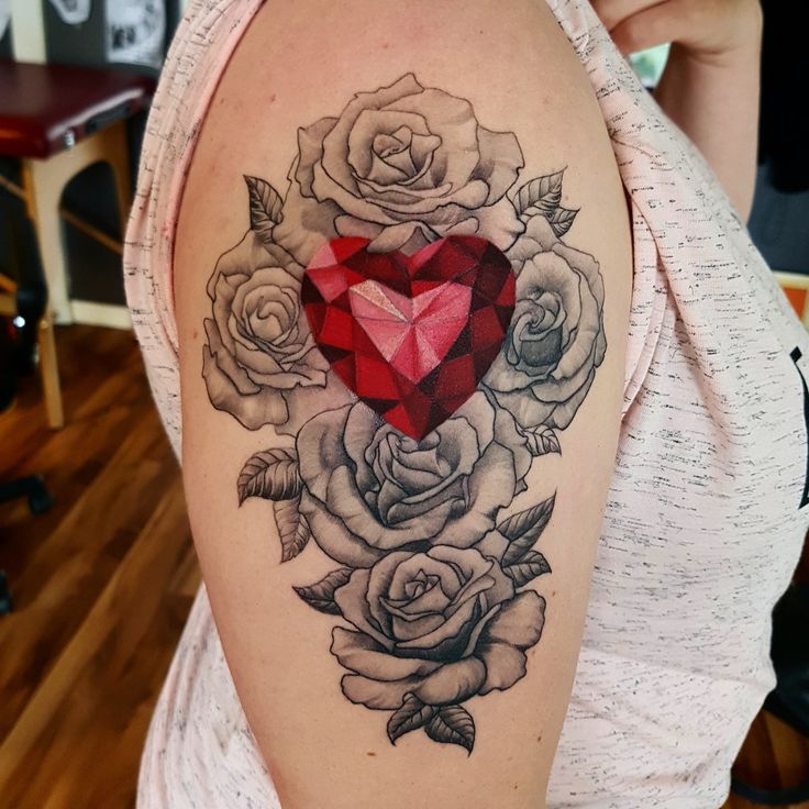 Download Friend Tattoos - Diamond heart and rose Tattoo done by ...