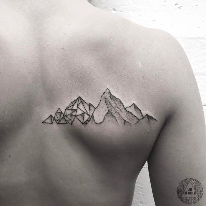 Geometric mountain tattoo done by Joy at Tradesman tattoo Kelowna : r/tattoo