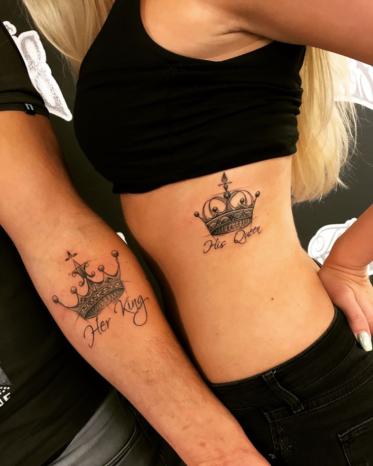 15 Stylish King and Queen Tattoos For The Best Couples! | Matching couple  tattoos, Couples tattoo designs, Matching tattoos