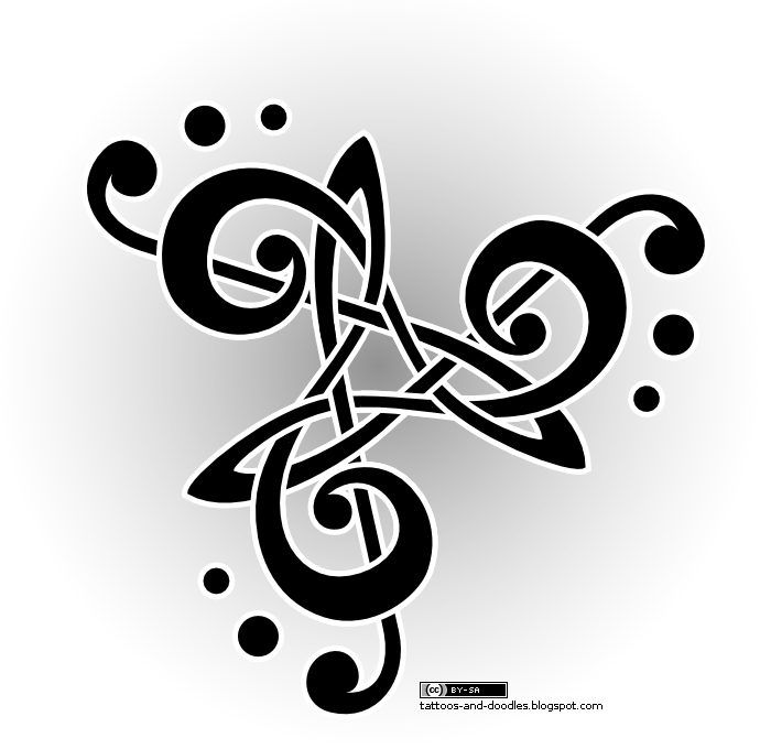 Meaningful Tattoos Ideas Three Treble G Clefs Intertwined To Make A Triskele Shape And With Some Imagination The Black Dots On The Outside Could Also Make Some Ki Tattooviral Com Your Number