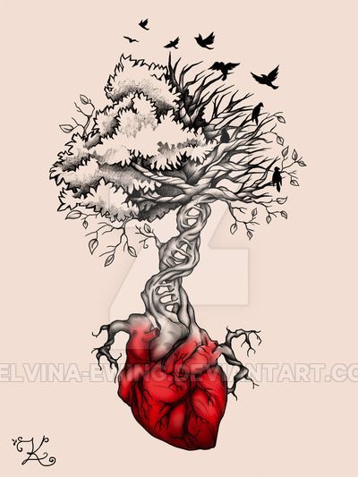 tree tattoo heart roots