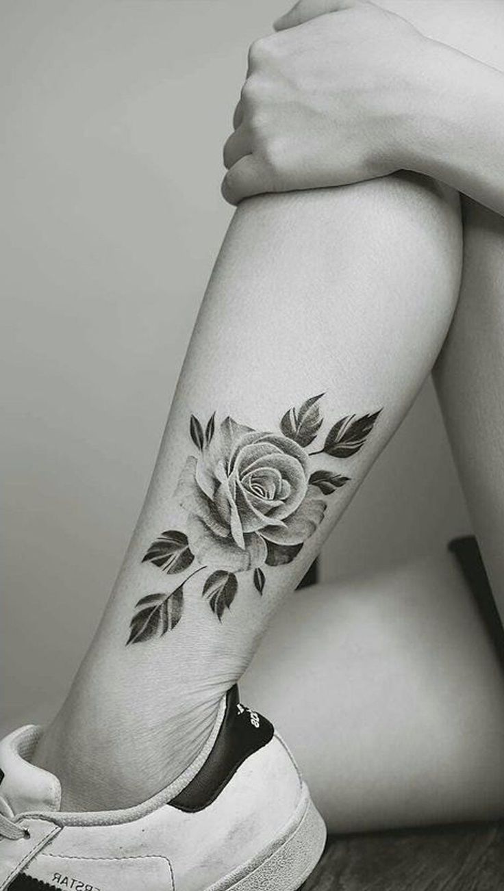 Women Tattoo - Vintage Rose Leg Tattoo Ideas for Women - Traditional