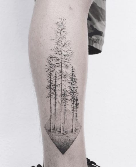 Tree Tattoo - Tatouage d'arbre forêt dotwork - TattooViral ...